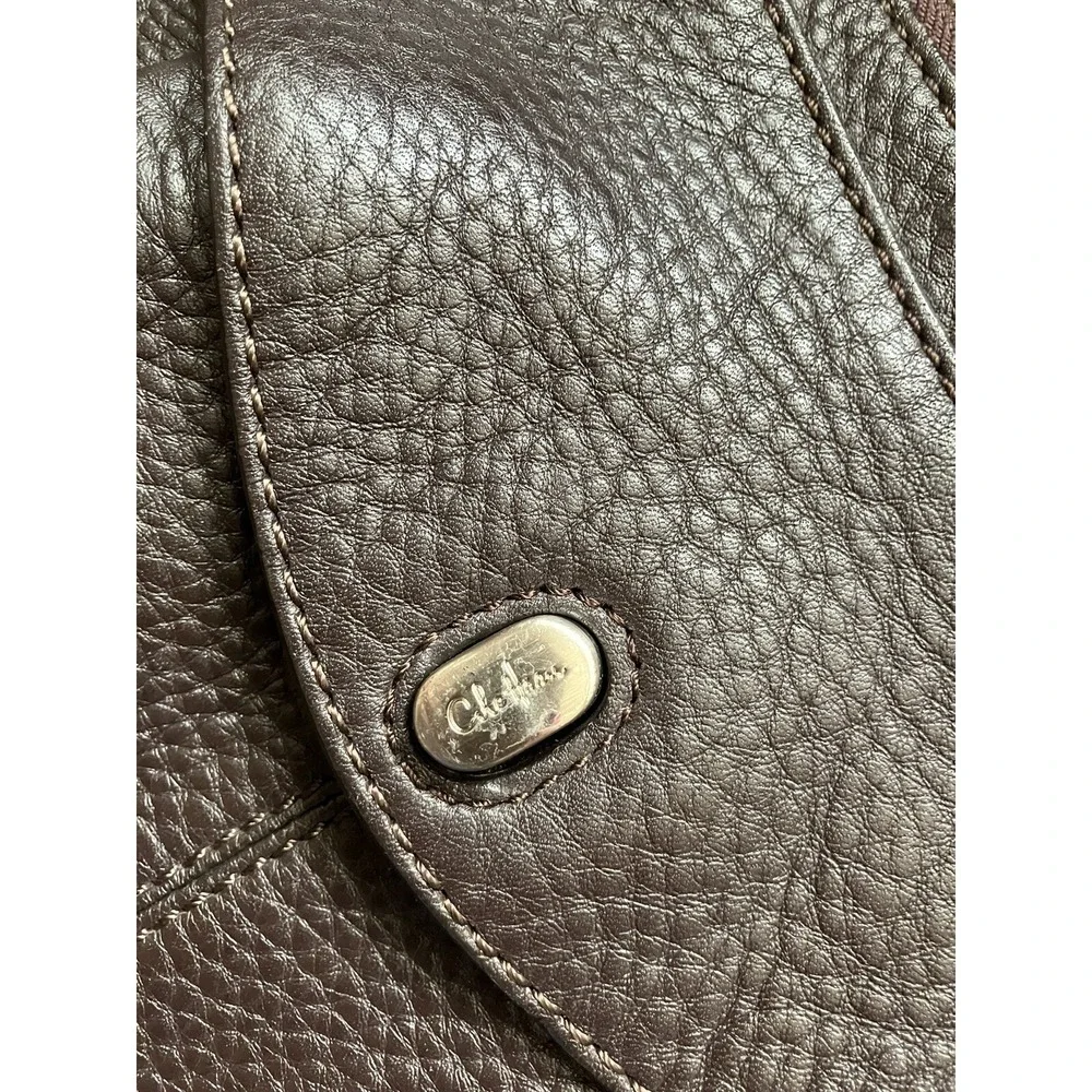 COLE HAAN Brown Pleated Pebbled Leather Hobo Large Shoulder‎ Tote Shopper Bag